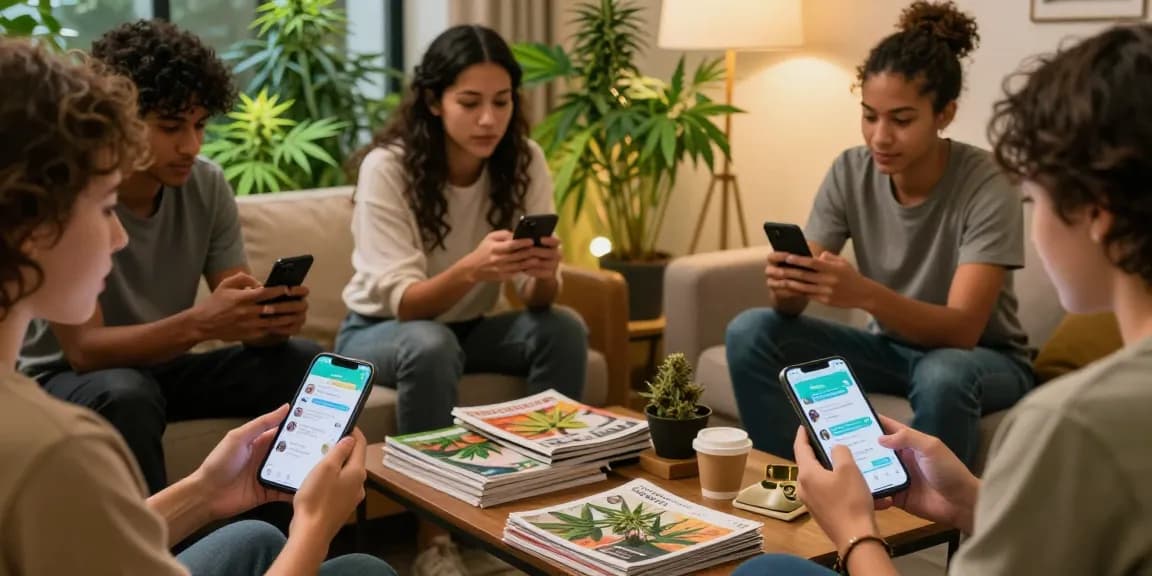 Engaged users in a cannabis Telegram community sharing news and updates about weed telegram near me.