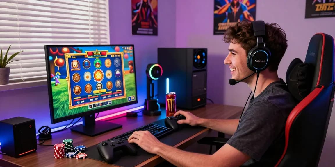 Exciting gaming setup showcasing slot depo 1000 immersive experience with vibrant graphics.