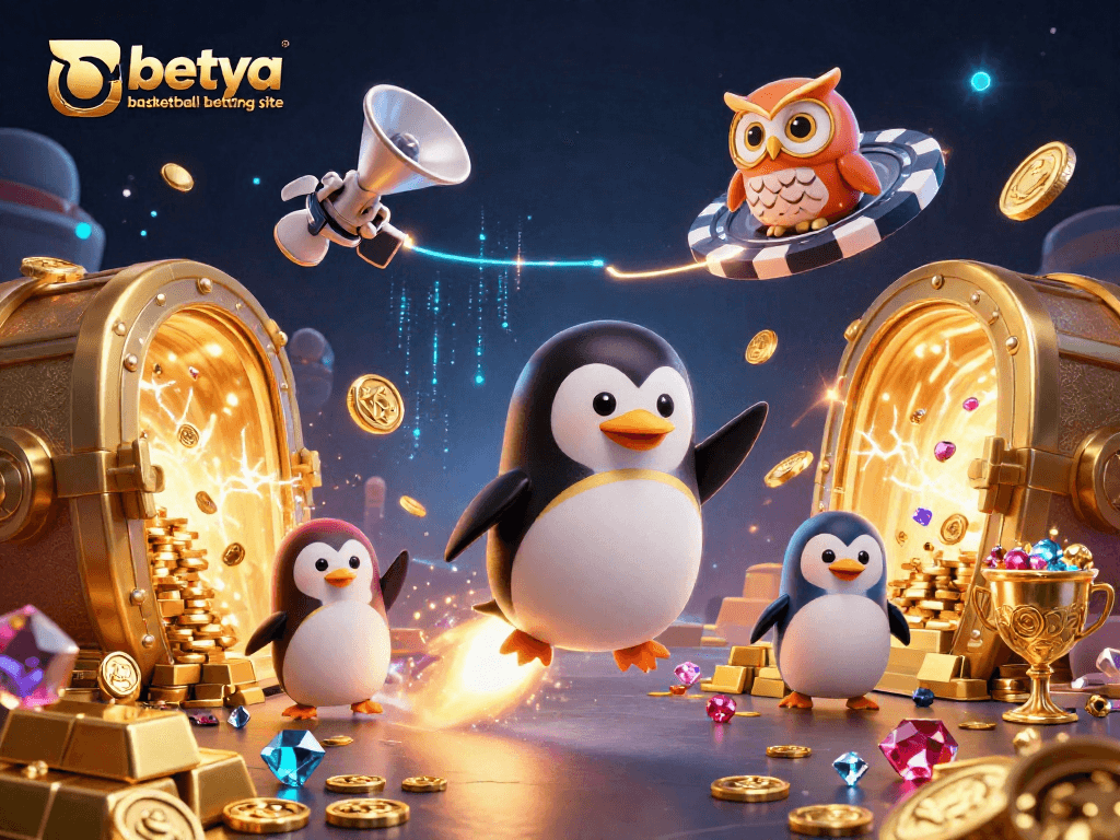 Engage with the betya basketball betting site visuals featuring dynamic characters and gold elements.