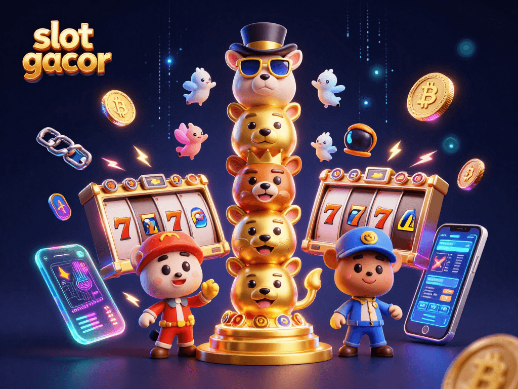 Experience the thrill of slot gacor games with vibrant 3D totems and virtual currency elements.