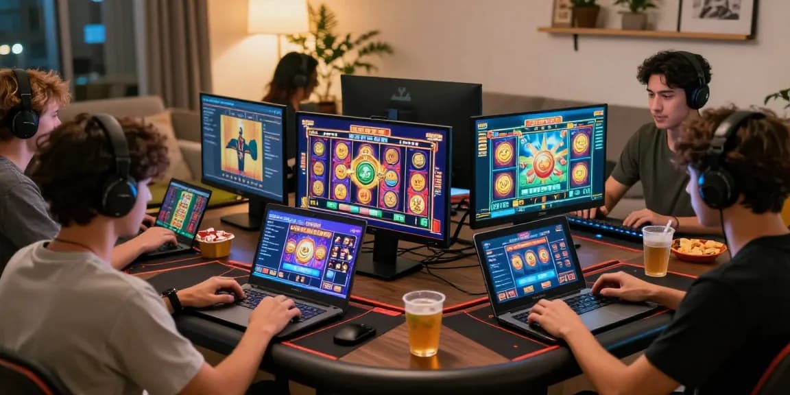 Exciting gaming session featuring players engaged in slot deposit 5k games at home.