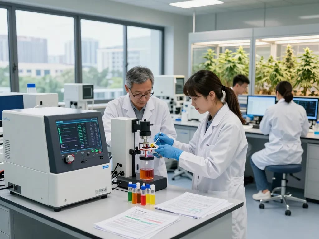 WeeDutch researchers collaborating on innovative cannabinoid extraction in a modern lab.