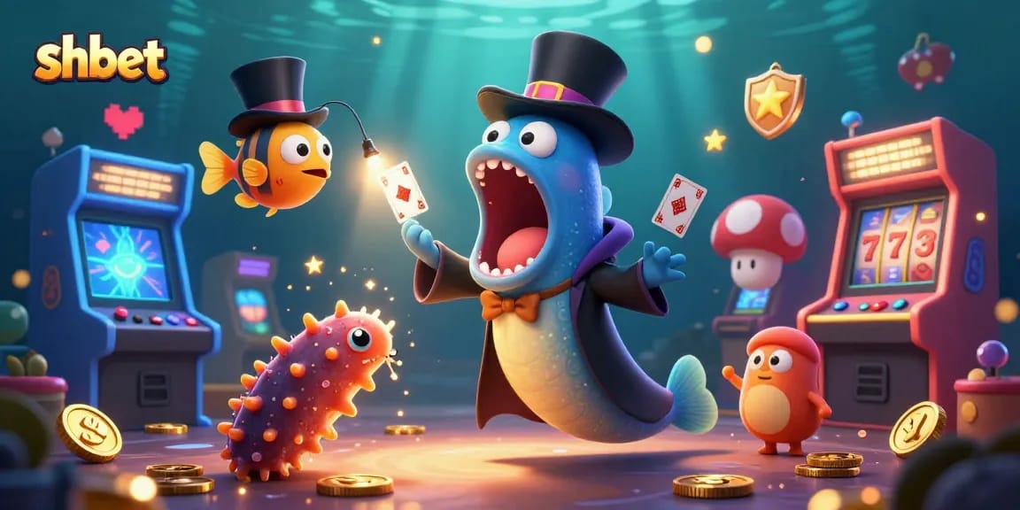 Experience shbet thrilling casino action with glowing games and vibrant characters in an underwater scene.