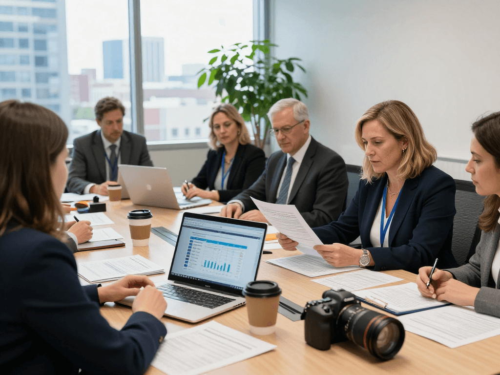 Discover rokok88 rtp insights with Beth Pearce in a professional public administration setting reviewing fiscal reports.