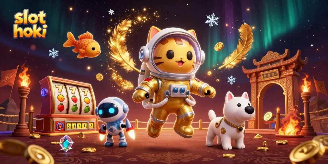 Experience thrilling slot hoki action with vibrant characters and dynamic game elements in a rich casino scene.