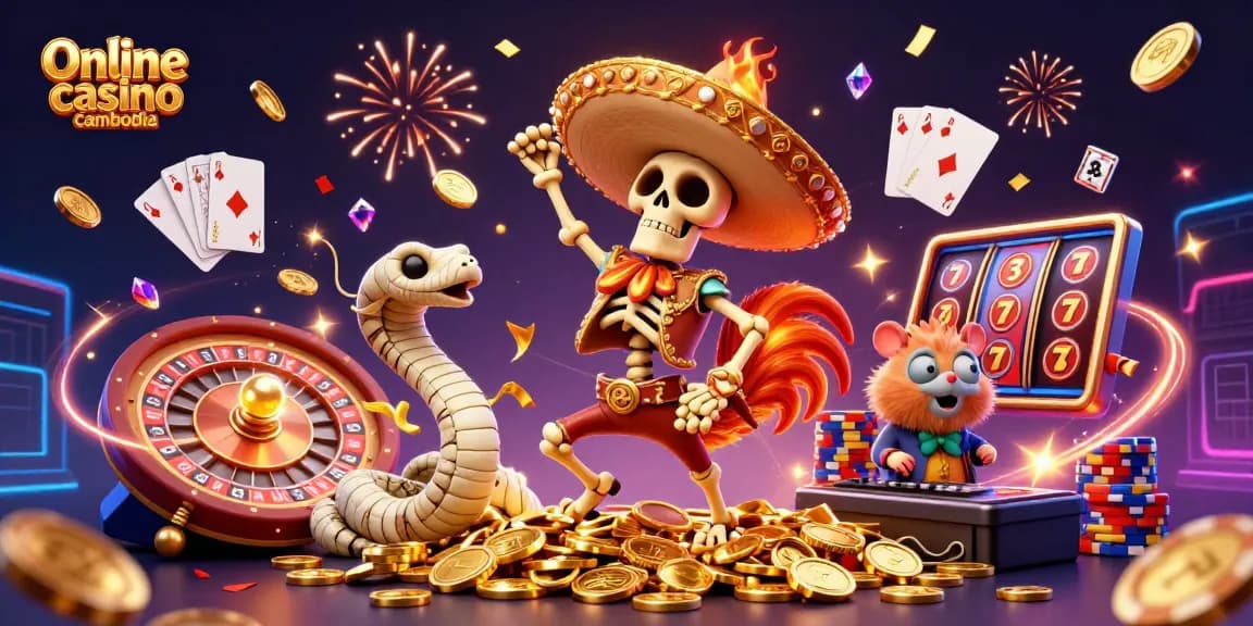 Experience the thrill of Online casino cambodia with vibrant characters celebrating gaming wins.
