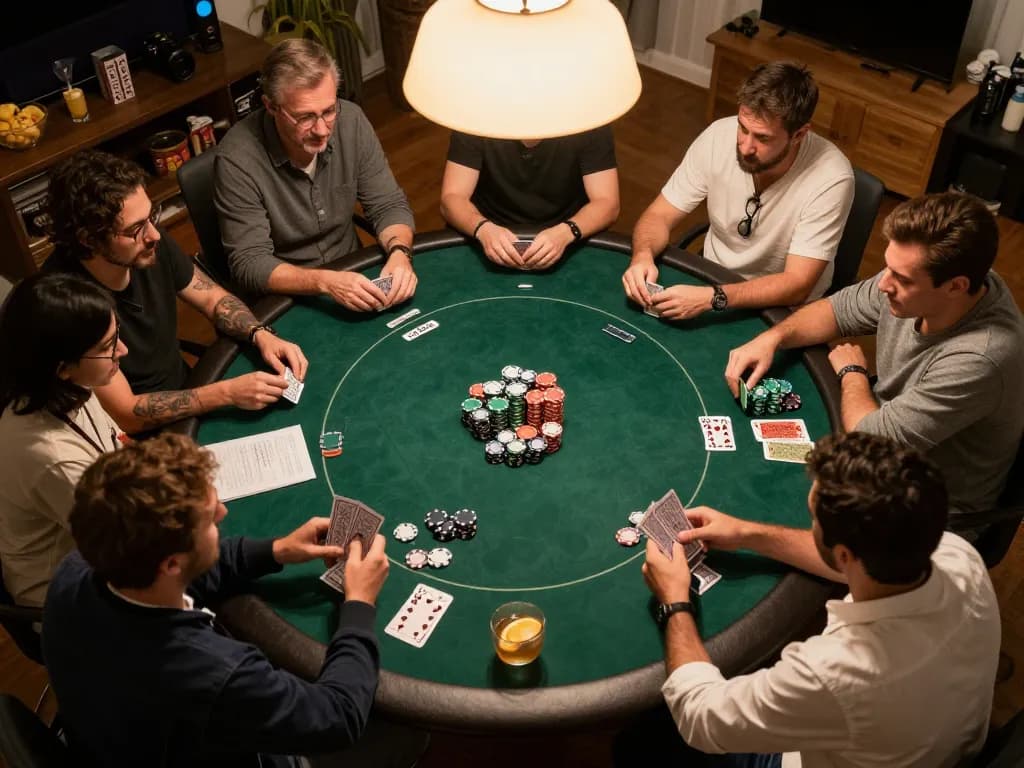Players enjoying a thrilling poker night together at home with gtatogel strategies in hand.