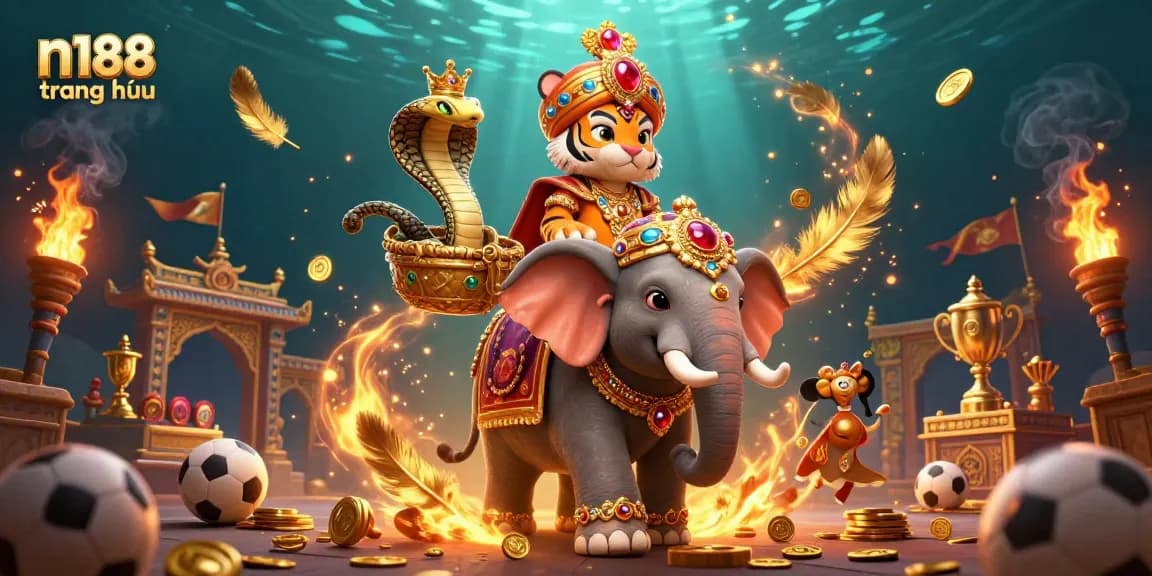 Experience thrilling bets at n188 trang chủ with a dynamic illustration of gaming excitement and sports elements.