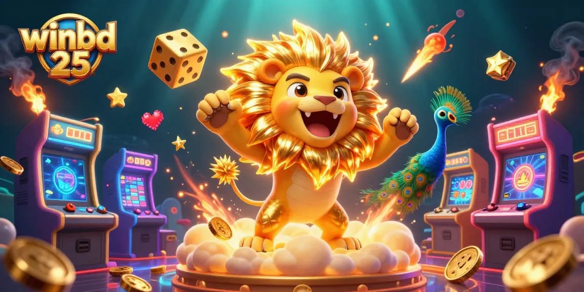 Experience the excitement of winbd 25 with a vibrant 3D casino-inspired digital illustration.