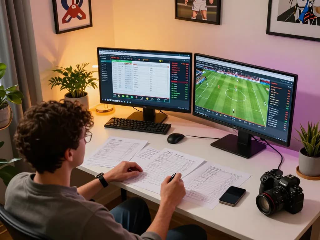 Engaging scene of a user utilizing nowgoal for live sports betting analysis and strategy execution.