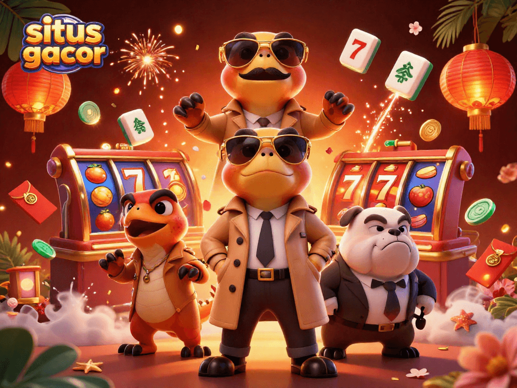 Engage in situs slot gacor with vivid raptors sneaking into a casino scene filled with dynamic gaming elements.