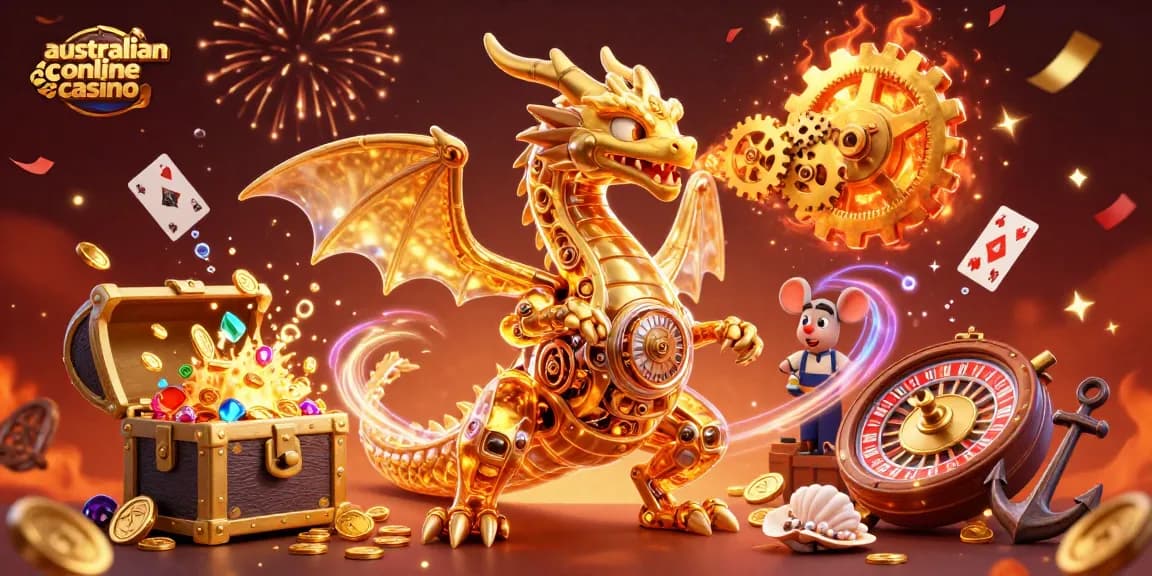 Experience the thrill of the australian online casino with vibrant 3D characters and festive elements.