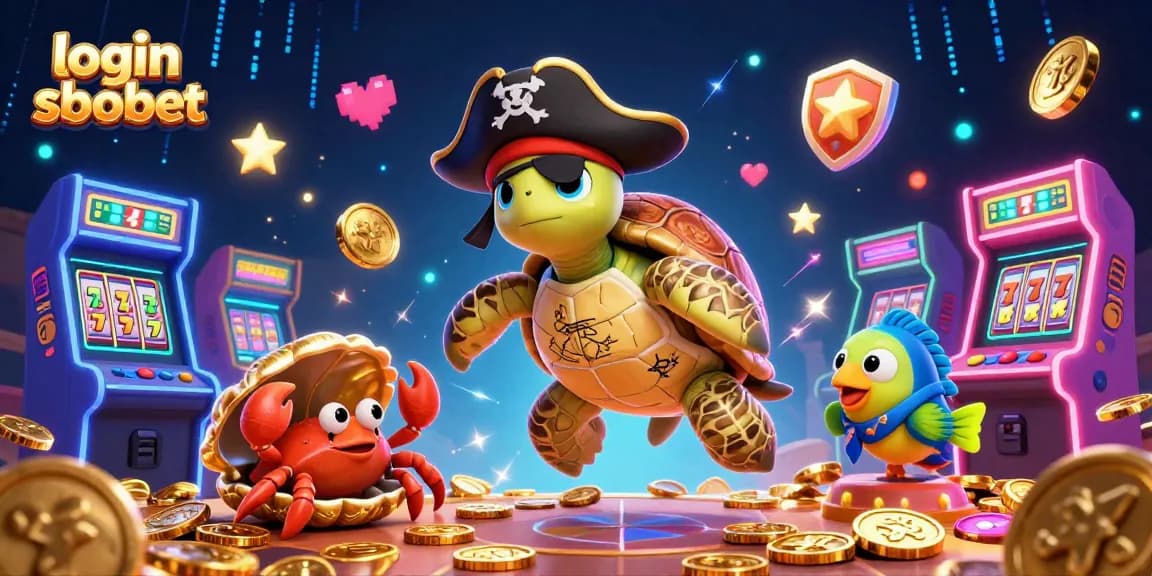 Experience winning moments with login sbobet in this vibrant 3D scene of pirate characters and gaming elements.