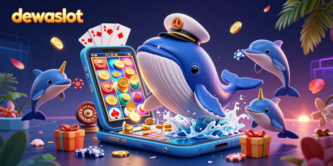 Mainkan dewaslot di lautan koin, bersama paus raksasa dan lumba-lumba melakukan trik dengan chip poker.