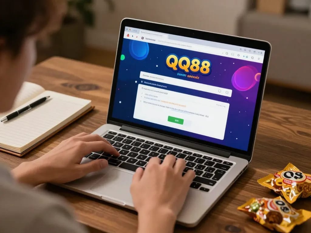 Engaging in nạp tiền qq88 activities at home using a laptop for seamless online gaming