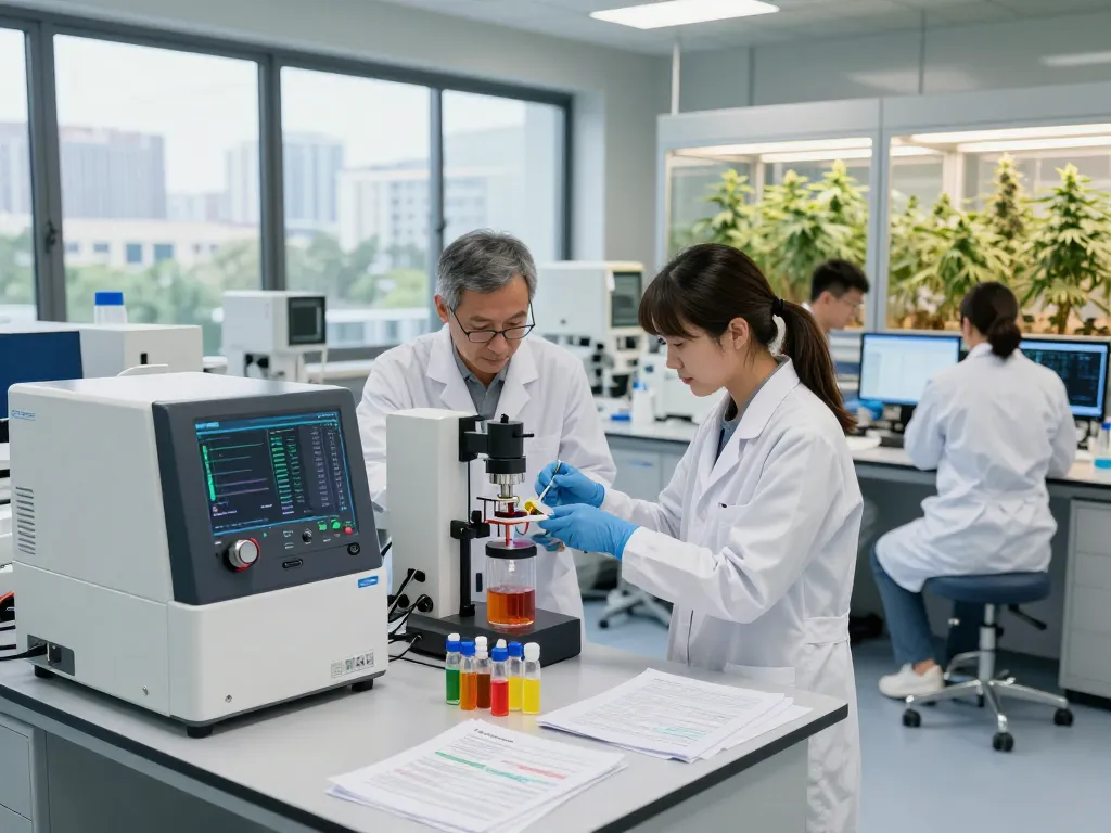 WeeDutch researchers collaborating on innovative cannabinoid extraction in a modern lab.