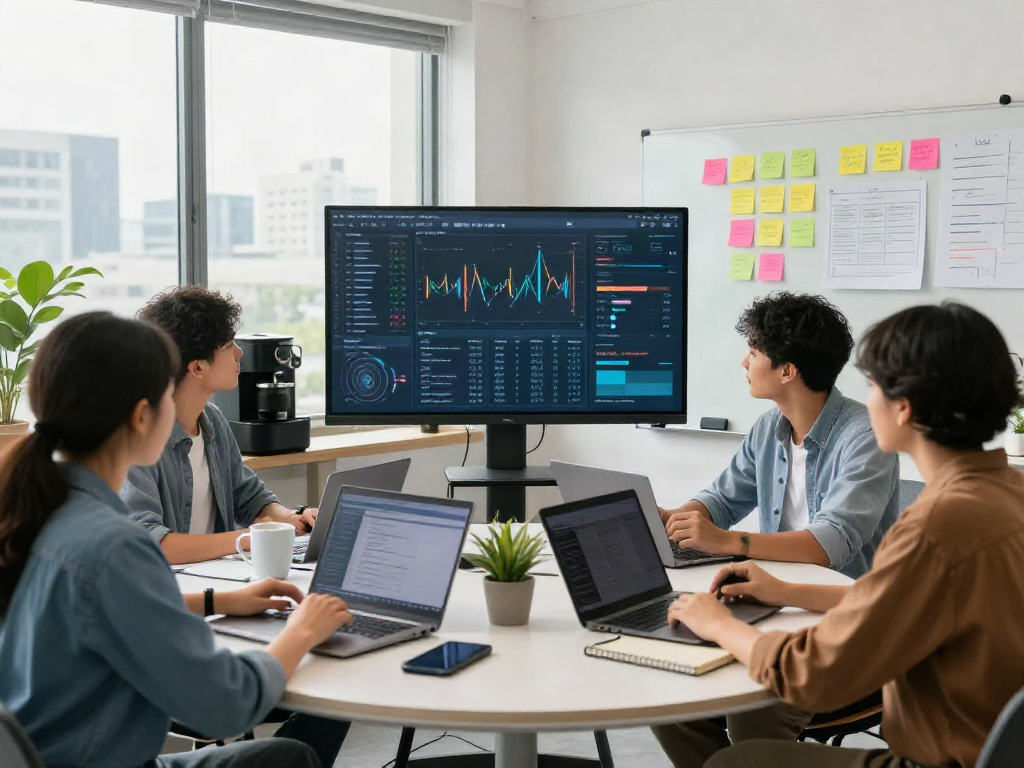 rokok88 login in a collaborative digital marketing workspace with analytics screens.