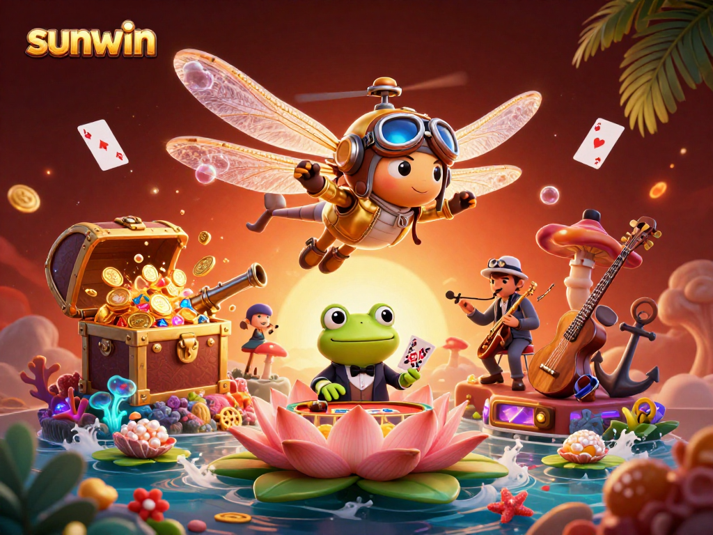 Sunwin offers thrilling casino adventures with vibrant cartoons and cascading treasures.
