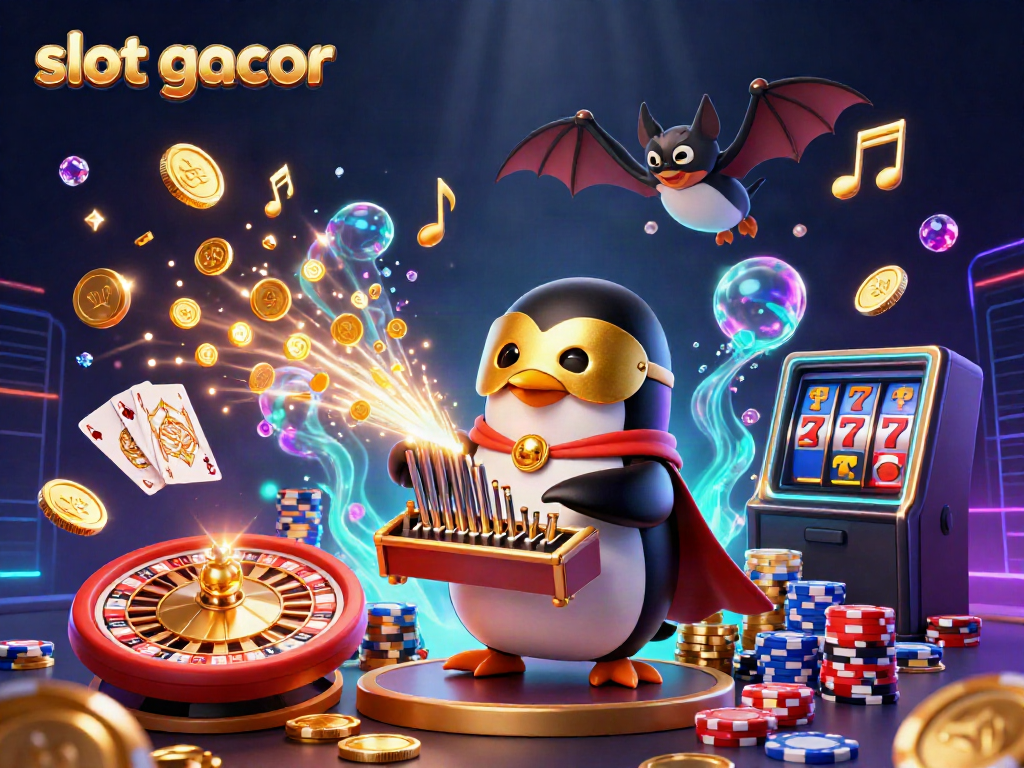 Slot gacor dengan karakter penguin dan elemen kasino interaktif yang menghibur.