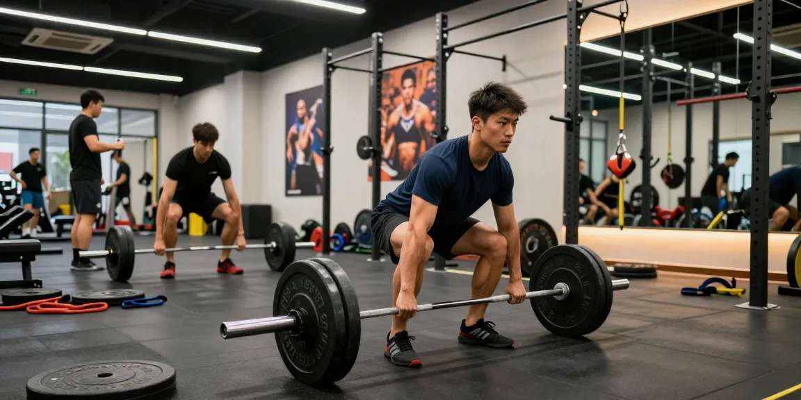 Athlete lifting weights in a modern gym, showcasing strength training with Deus Medical Steroids.