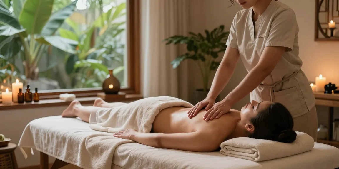 Relaxing Swedish massage session showcasing the soothing ambiance of a spa with candles and essential oils