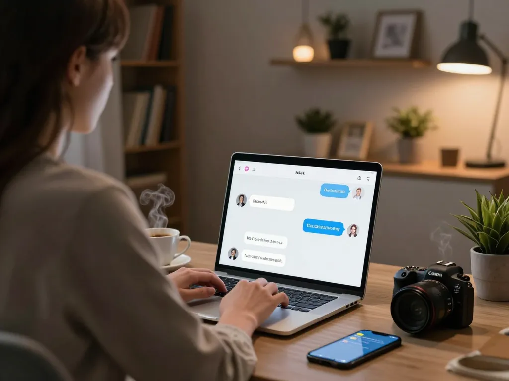 Engaged user exploring nsfw ai chat in a cozy home office environment.