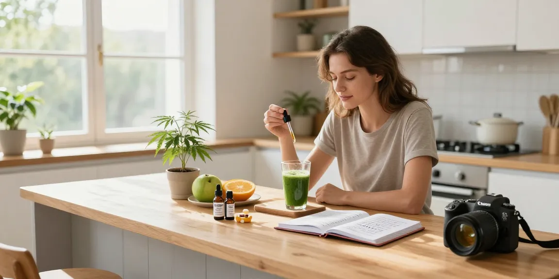 Ministry of Cannabis high-quality CBD oil tincture in a bright kitchen wellness scene promoting natural recovery and health.