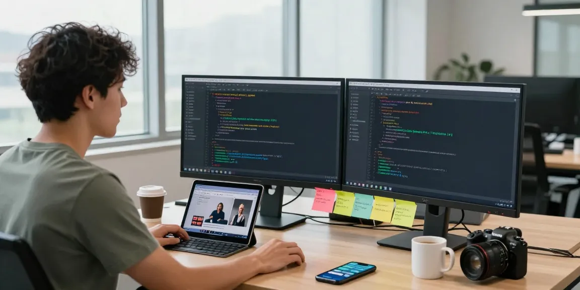 Developer reviewing GB WhatsApp APK features in a modern office workspace