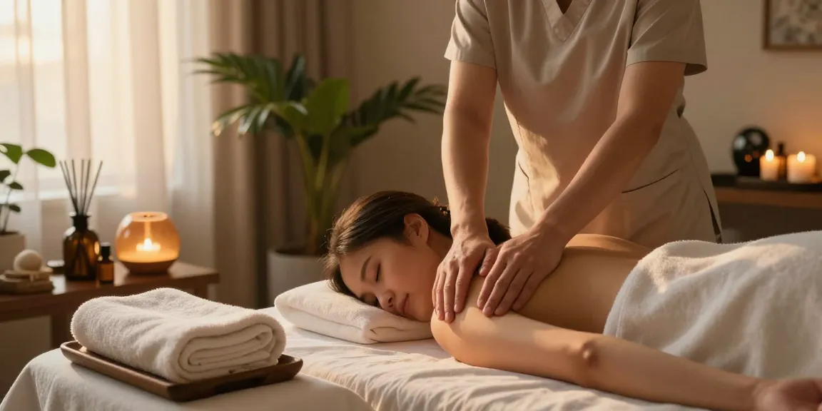 Enjoying a rejuvenating 구로마사지 in a tranquil spa setting with soothing ambiance.