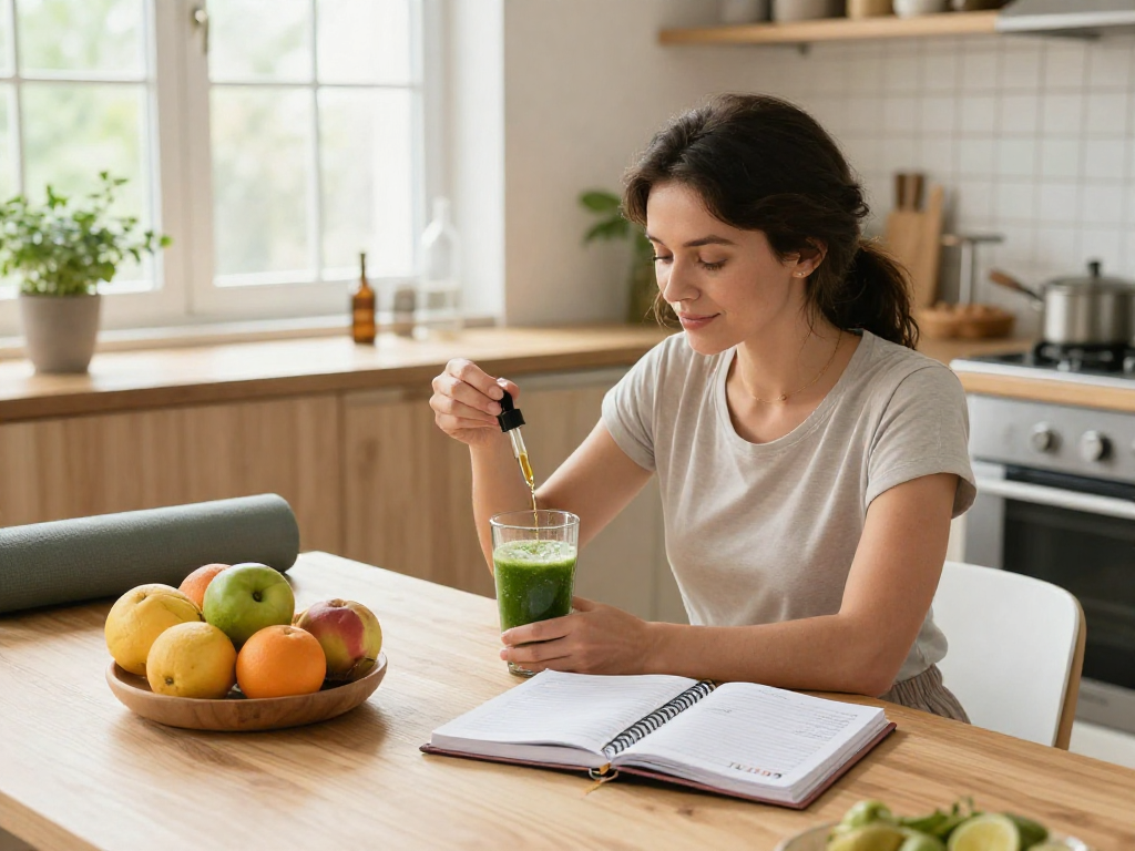 Order weed online to enhance your wellness with premium CBD oils and organic hemp extracts in a serene kitchen setting.