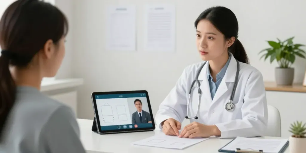 Consultation for OK MMJ card with a physician through telehealth video call.