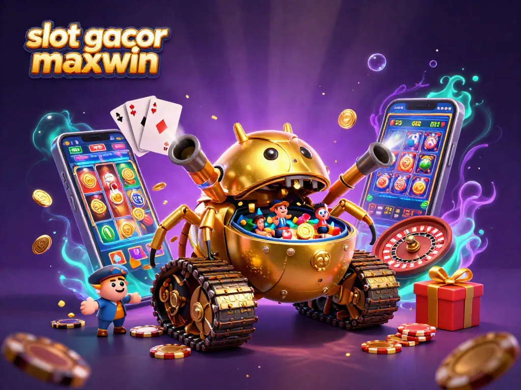 Experience the thrill of slot gacor maxwin with a dynamic 3D casino scene filled with action and excitement.