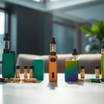 Cannabis Vape products showcased elegantly with a modern aesthetic and inviting ambiance.