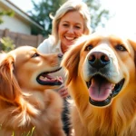 Engaged dog enjoying companionship in a vibrant setting representing CBD For Pet benefits.