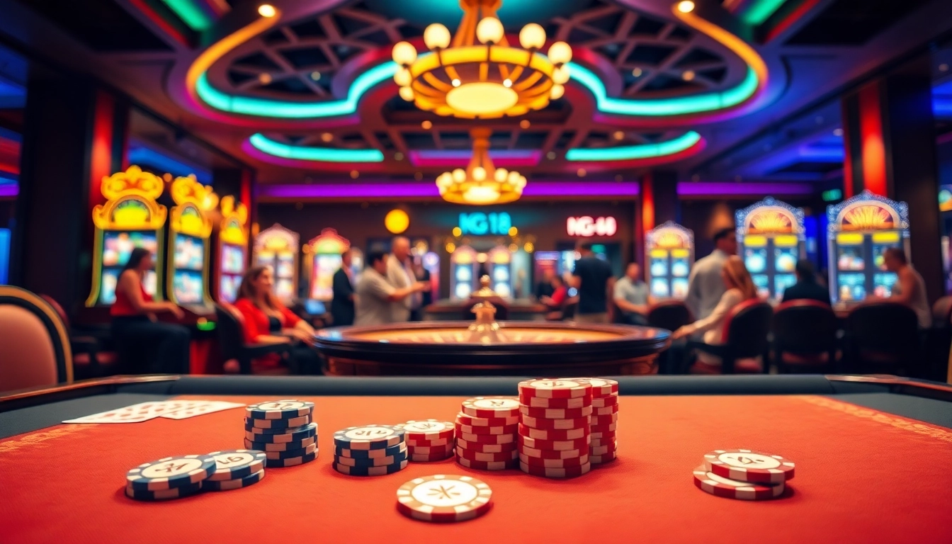 Experience excitement at mg188 with vibrant casino gaming, featuring elegant tables and engaging slot machines.