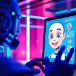Engaging scene of user interacting with AI chatbot in a futuristic setting, highlighting ai chat sex.