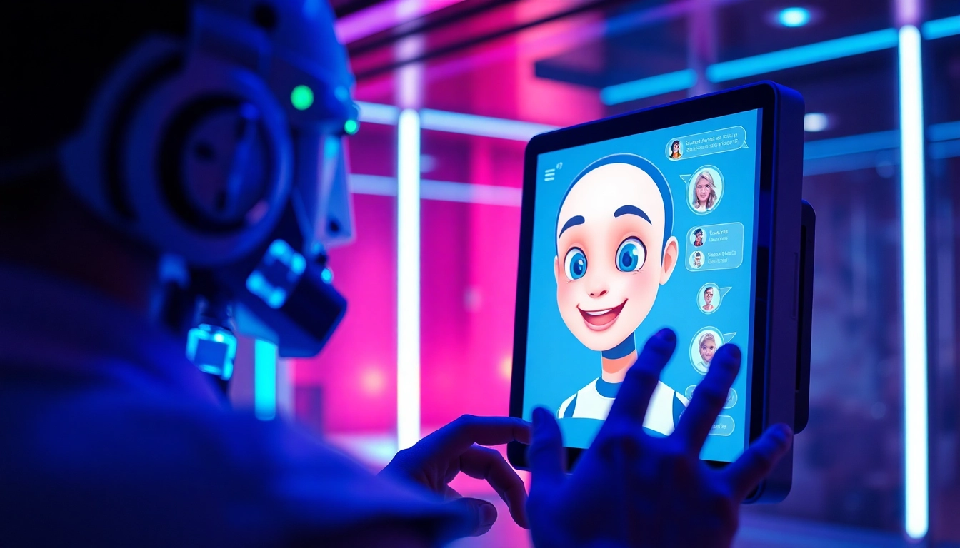 Engaging scene of user interacting with AI chatbot in a futuristic setting, highlighting ai chat sex.