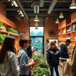 Shop at leading weed sites buy for premium cannabis products displayed in a vibrant retail space.