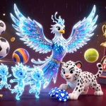 Experience excitement with UFABET's dynamic gaming scene featuring a magical phoenix and interactive sports elements.