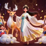 Spin to win with mpo500, featuring a dazzling scene of a skilled Asian woman in hanfu and captivating slot elements!