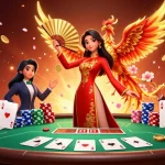 Engage with Slot Online Qris through this vibrant casino illustration featuring dynamic gaming elements.