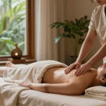 Relaxing Swedish massage session showcasing the soothing ambiance of a spa with candles and essential oils