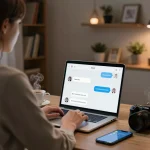 Engaged user exploring nsfw ai chat in a cozy home office environment.