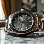 Close-up of a luxurious rolex replica watch highlighting intricate details and rich craftsmanship.