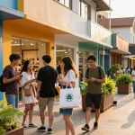 Explore vibrant shopping experiences at https://forumup.org/shop/search.php?ca_id=&addr1=&addr2=&addr3=&schKeyword= with friends in a colorful urban setting.