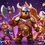 Spin the reels with popotogel while a Viking berserker bear and Valkyrie eagle bring the casino to life!