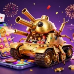 Experience thrilling moments at m88 with a golden beetle tank casino showcasing joyful patrons and exciting game elements.
