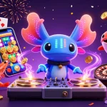 Exciting Sunwin gameplay with a vibrant DJ axolotl and interactive casino elements.