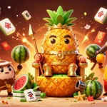 Engage with keonhacai3's vibrant golden pineapple king and cheerful mango jester in an action-packed beach casino.