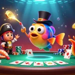 Win big with Sun Win casino games in this vibrant 3D illustration featuring dynamic characters and poker elements.